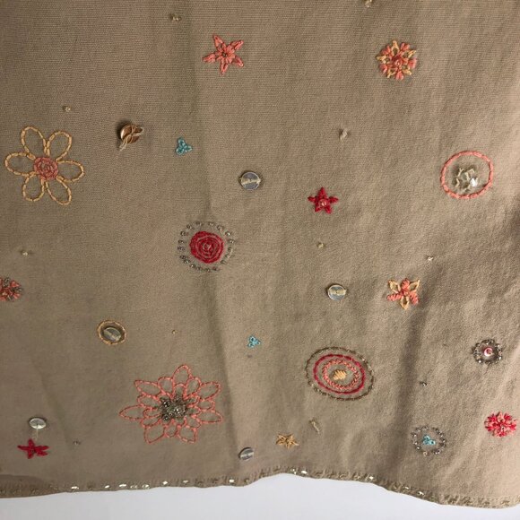 J. Jill Womens Floral Embroidered Khaki Skirt A Line Pockets Size 6P - Picture 2 of 6